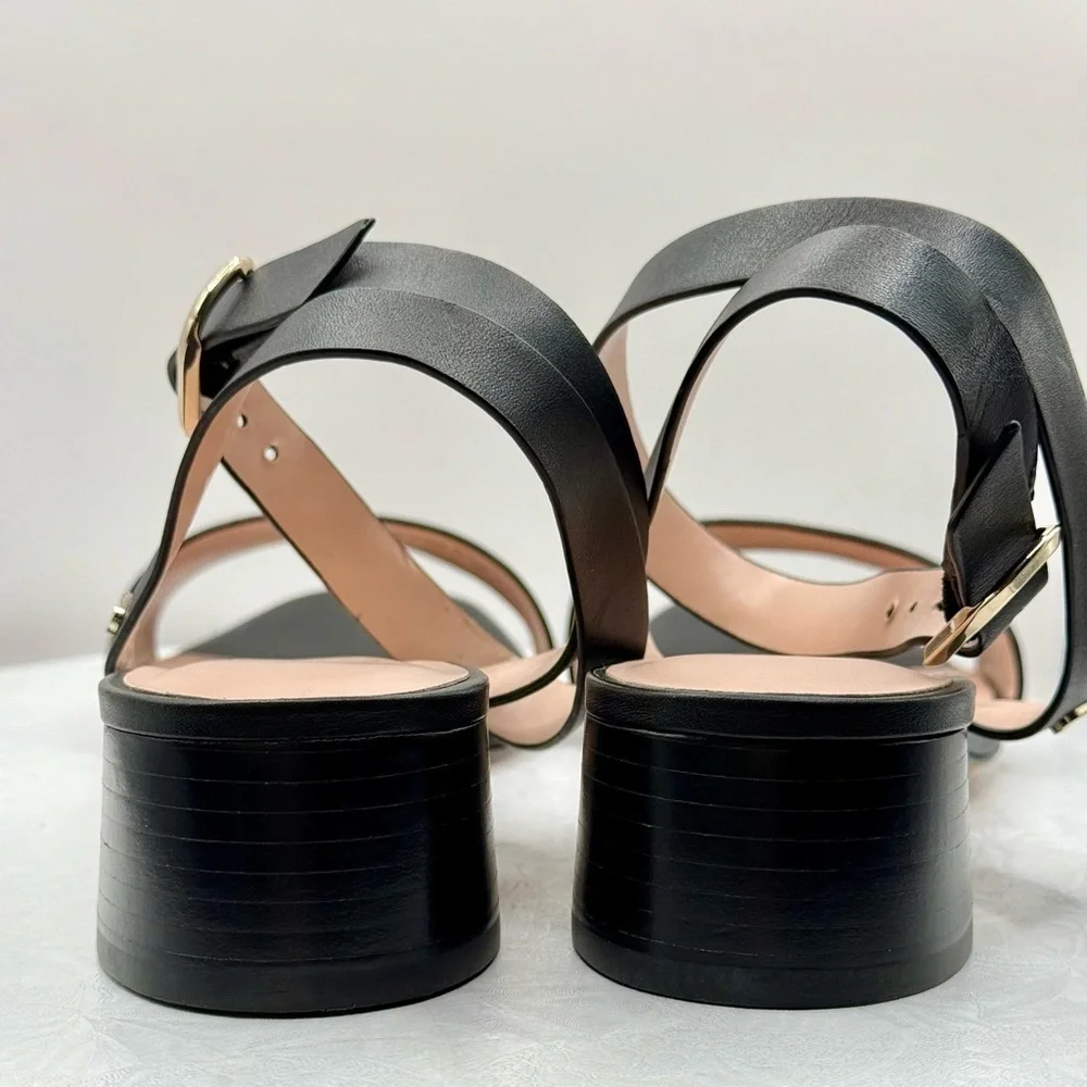 NWT New Kate Spade Maui Black Leather‎ Women's Sandals Size 9